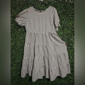 SHEIN Black and White Checkered Dress